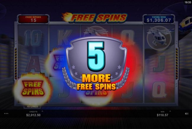 Landing three scatter symbols during the Free Games feature awards player an additional 5 free games.