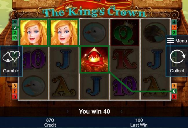 Crown symbols triggers a winning three of a kind
