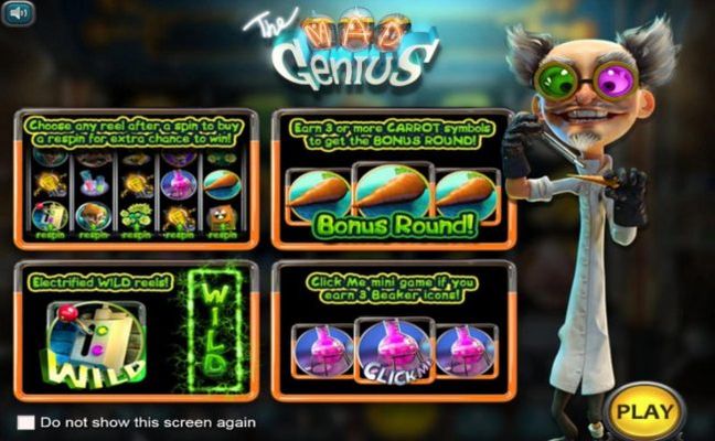 Game features include: Reel Respins, Bonus Round, Electrified Wild Reels and Click Me Mini Game.