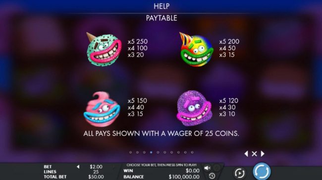 High value slot game symbols paytable