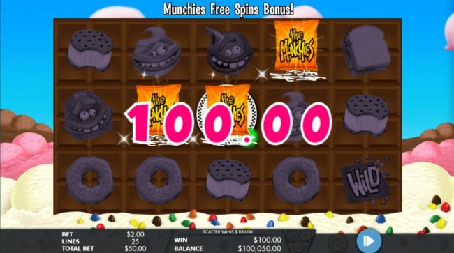 Three scatters triggers free spins bonus