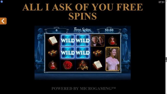 All I Ask of You Free Spins