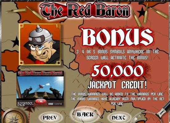 Bonus - 3 or more bonus symbols anywhere on the screen will activate the bonus. 50,000 Jackpot Credit!