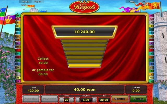 Gamble Feature Game Board - Available after every winning spin.