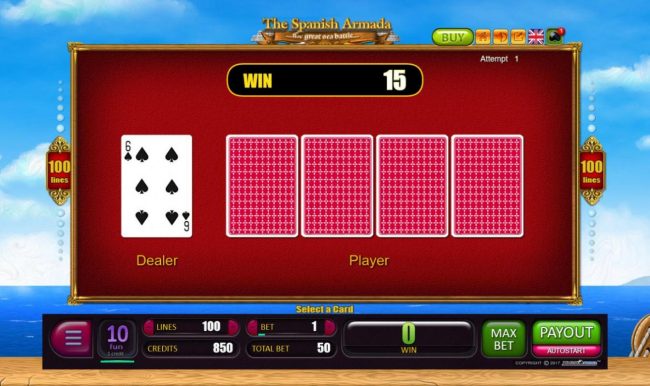 Beat The Dealer - Double or Nothing Gamble Feature Game Board - Select a card that is higher than the dealers for a chance to double your winnings.