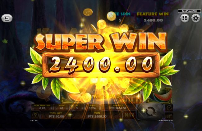 A Super Win triggered during the free spins feature