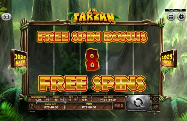 8 Free Spins Awarded