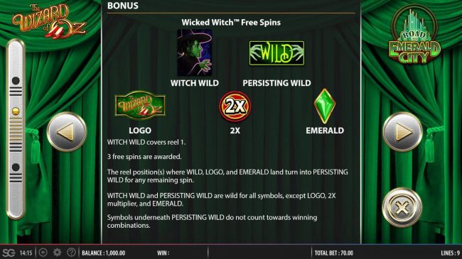 Wicked Witch Free Spins Bonus Game Rules