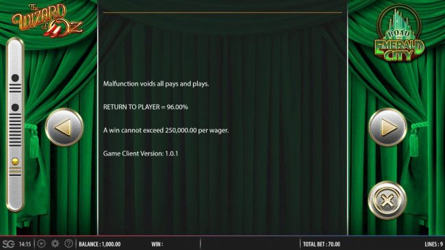 General Game Rules - The theoretical average return to player (RTP) is 96.00% - A cannot exceed 250,000.00 per wager