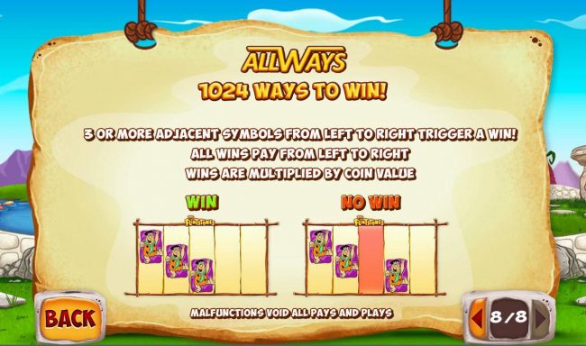 AllWays - 1024 Ways to Win! 3 or more adjacent symbols from left to right trigger a win