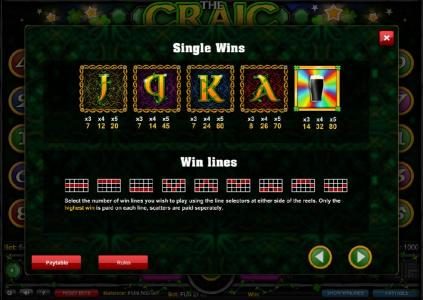 Slot game symbols paytable and payline diagrams