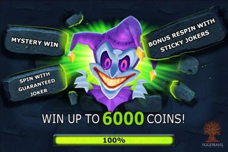This game features - Mystery Win, Spin with Guaranteed Joker, Bonus respin with sticky joker and win up to 6000 coins.