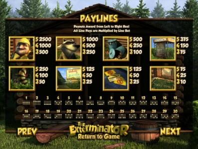 slot game symbols paytable and payline diagrams