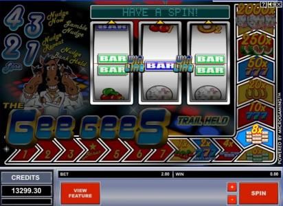 Main game board featuring three reels and 1 payline with a 2000x max payout