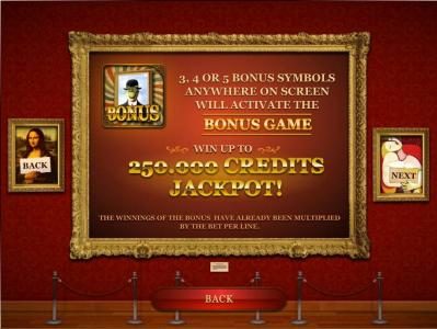 bonus game rules - win up to 250,000 credits