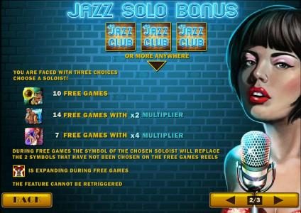 3 or more jazz club symbols anywhere triggers free games