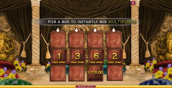 12 free spins awarded - pick a box to instantly win multipliers