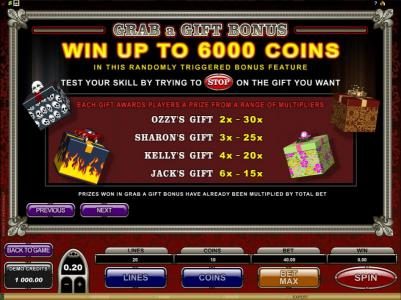 grab a gift bonus, win up to 6000 coins