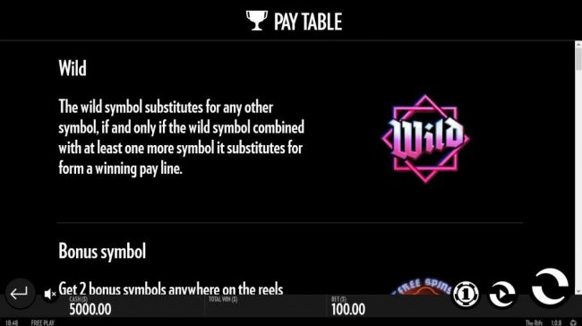 The wild symbols substitutes for any other symbol, if and only if the wild symbol combined with at least one more symbol it sustitutes for form a winning payline.