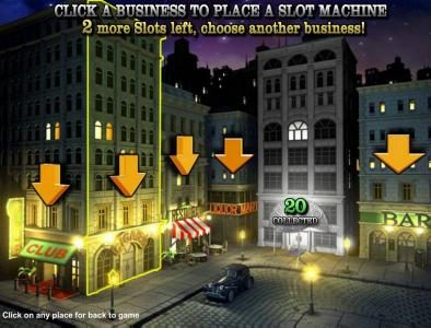 bonus round - click a business to place a slot machine and cllect your prize award