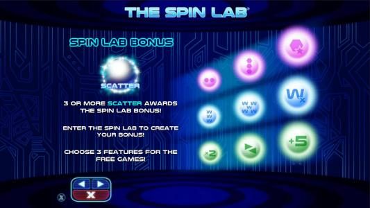Spin Lab Bonus - 3 or more scatter awrads the spin lab bonus