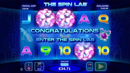Three scatter symbols triggers the spin lab bonus