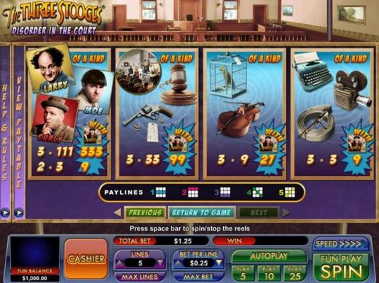 Slot game symbols paytable