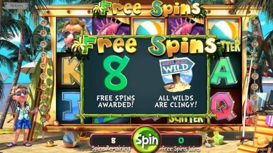 8 Free Spins awarded with sticky wilds!