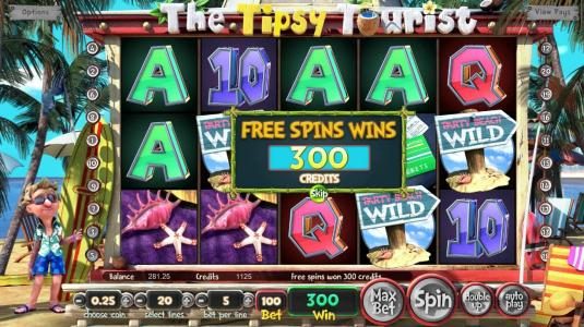 Free Spins Feature pays out a total of 300 credits.