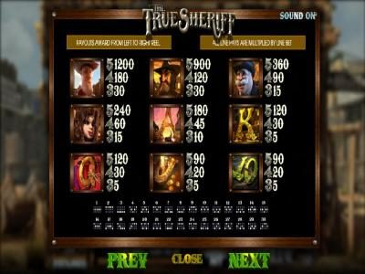 slot game symbols paytable