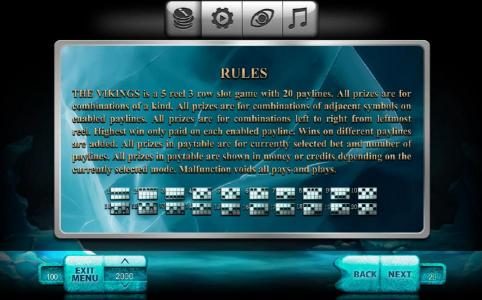 General Game Rules and Payline Diagrams 1-20