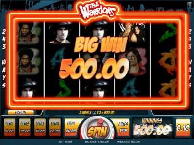 A pair of winning combinations triggers a $500 big win