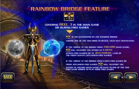 Rainbow Bridge Feature - covering reel 3 in the main game or during free games