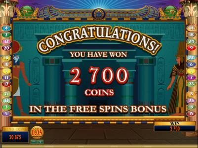 the free spins bonus feature paid out a whooping 2700 coins