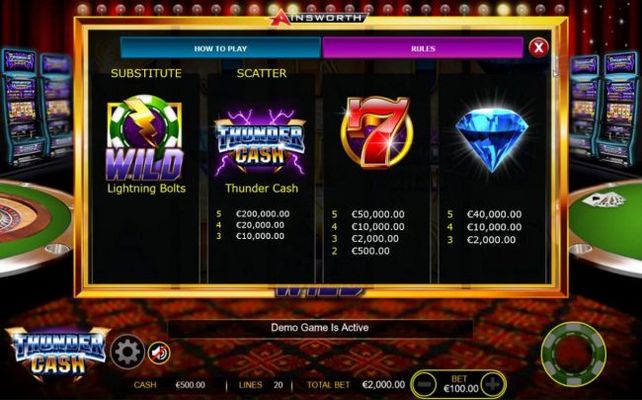 High value slot game symbols paytable - Base Game.