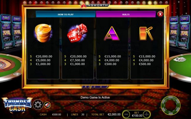 Medium Value Slot Game  Symbols Paytable - Base Game.