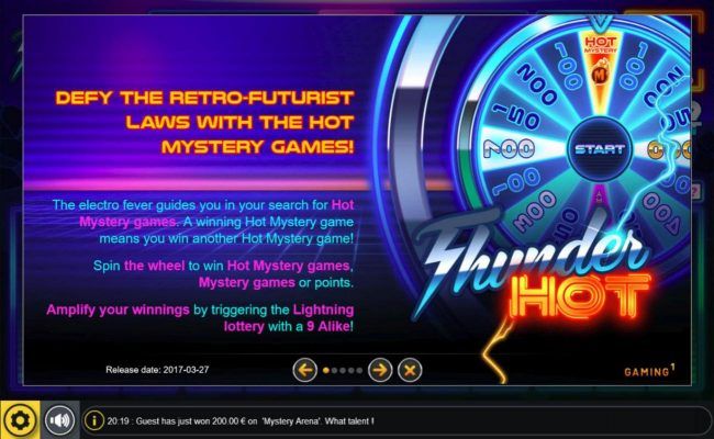 Defy the Retro-Futurist laws with the hot Mystery Games. Spin the wheel to win hot mystery games, mystery games or points.