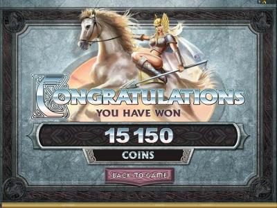 ThunderStruck II slot game big win congratulations confirmation screen