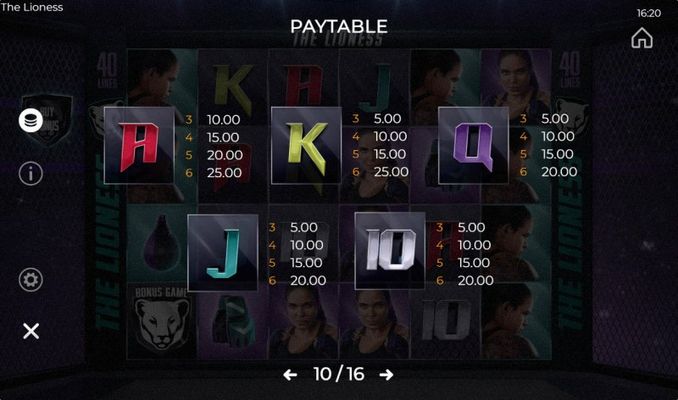 Low Value Symbols Paytable