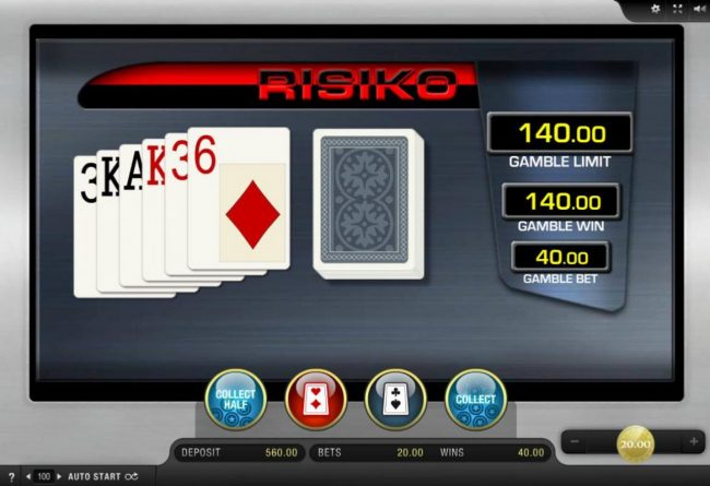 Gamble Feature - To gamble any win press Gamble then select Red or Black.