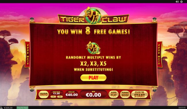 8 Free Spins Awarded