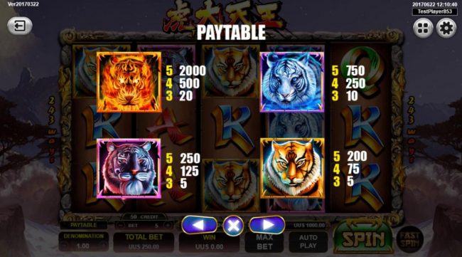 High value slot game symbols paytable