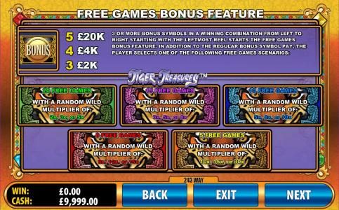 free games bonus feature rules