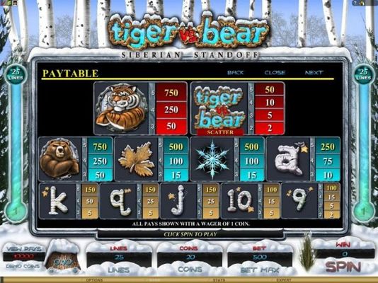 Slot game symbols paytable