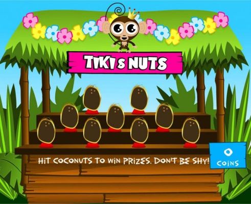 Coconut Bonus Game Board. Hit coconuts to win prizes.