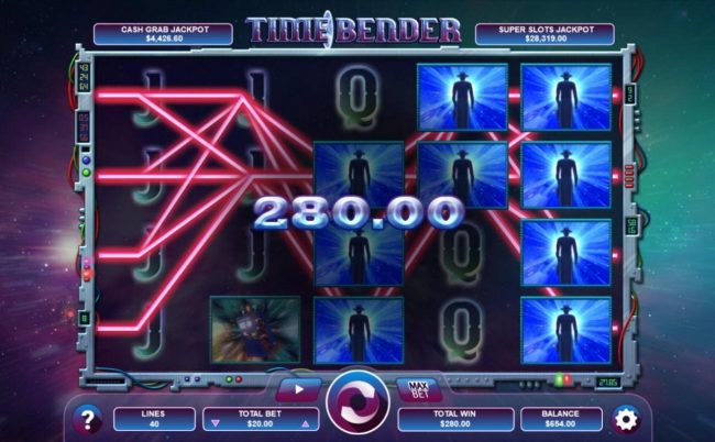 Time traveler symbols triggers a 280.00 jackpot awarded player