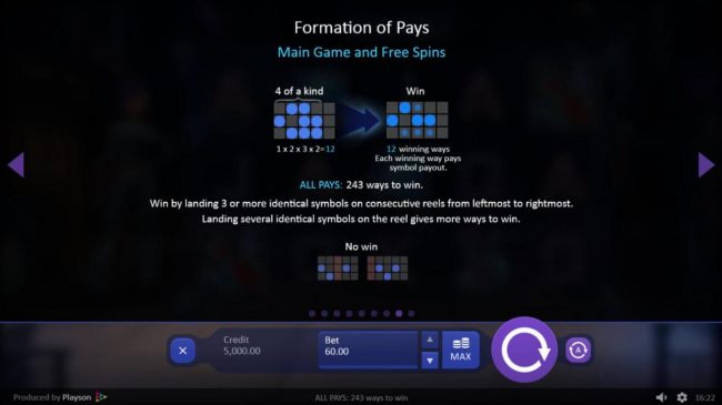 Win by landing 3 or more identical symbols on consecutive reels from leftmost to rightmost