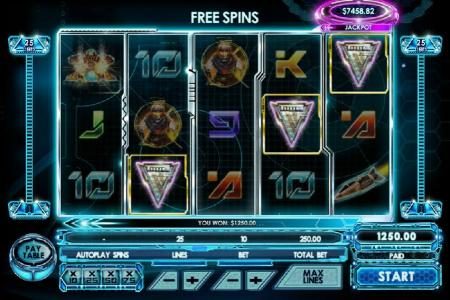 Three chevron shield symbols triggers free spins.