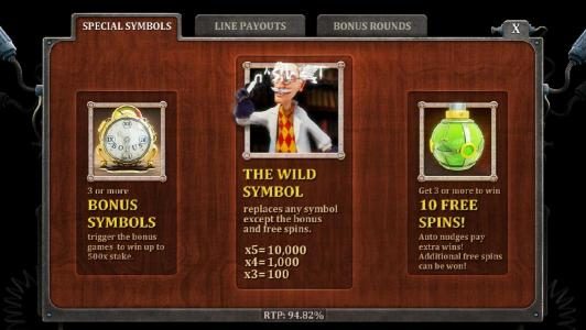 special symbols - bonus, wild and free games