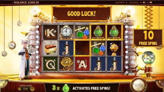 10 free spins awarded